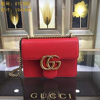 Forubags Gucci Small GG Marmont Chain Shoulder Bag #431384 red