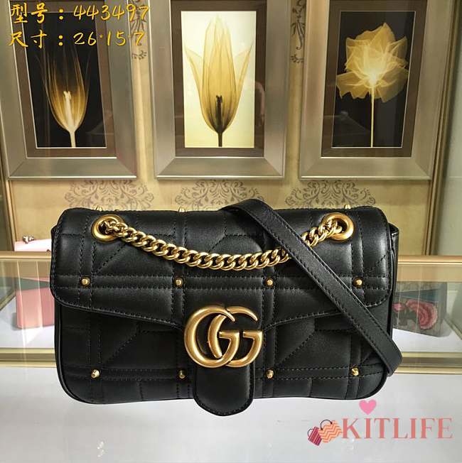 Forubags Gucci GG Marmont small matelassé black shoulder bag 26*15*7cm - 1