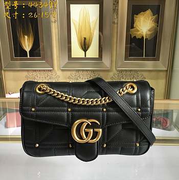 Forubags Gucci GG Marmont small matelassé black shoulder bag 26*15*7cm