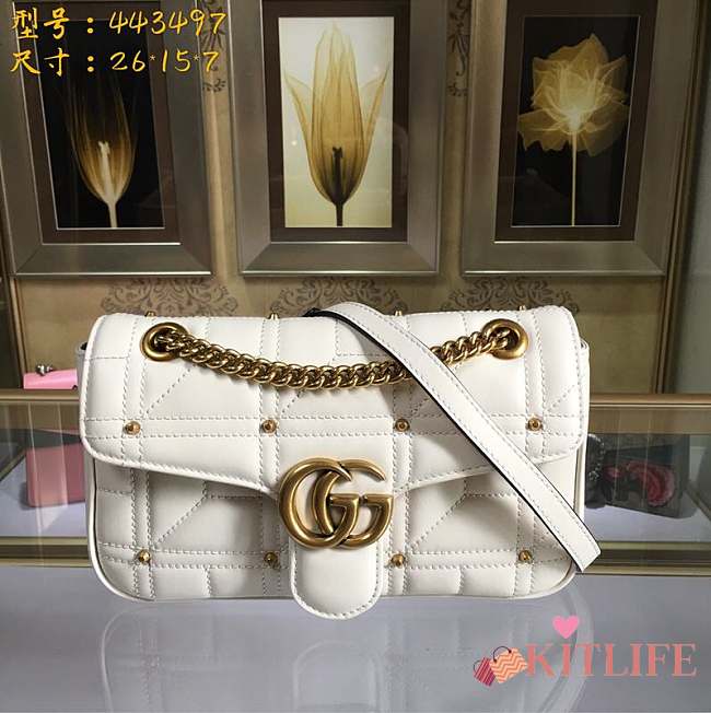 Forubags Gucci GG Marmont small matelassé white shoulder bag 26*15*7cm - 1