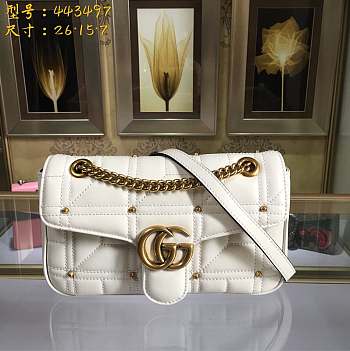 Forubags Gucci GG Marmont small matelassé white shoulder bag 26*15*7cm