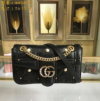 Forubags Gucci GG Marmont small matelassé black shoulder bag #443497