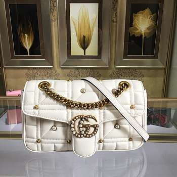 Forubags Gucci GG Marmont small matelassé white shoulder bag #443497