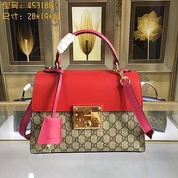 Forubags Gucci Padlock small GG top handle bag Style ‎453188 red