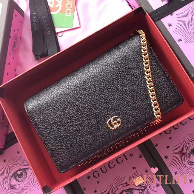 Forubags Gucci GG Marmont Leather Mini Chain Black Bag - 1
