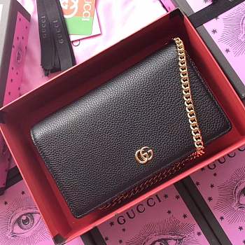 Forubags Gucci GG Marmont Leather Mini Chain Black Bag