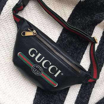 Forubags Gucci Print small belt bag black Style ‎527792 0GCCT 8164