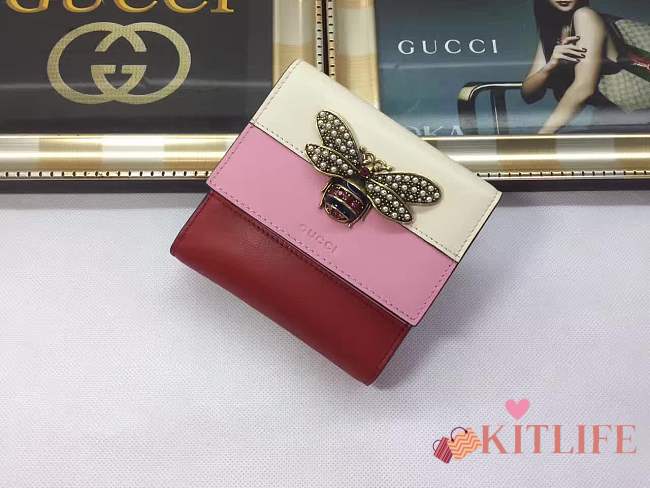 Gucci Queen Margaret leather wallet Style 476075 red&pink&beige - 1