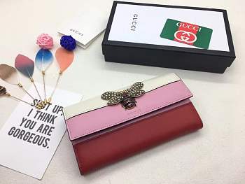 Gucci wallet red&pink&white 19*10.5*3.5cm