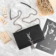 YSL KATE SHOULDER BAG BLACk WITH SILVER HARDWARE 20*17*6CM - 1