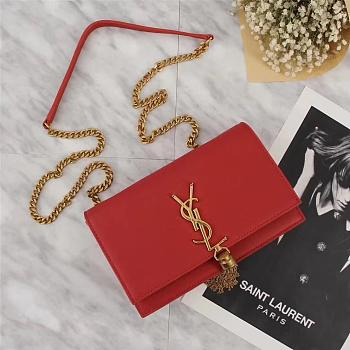 YSL KATE SHOULDER BAG RED WITH GOLD HARDWARE 20*17*6CM