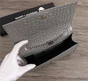 YSL SAINT LAURENT MEDIUM KATE Crocodile embossed cowhide gray shoulder bag - 5