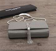 YSL SAINT LAURENT MEDIUM KATE Crocodile embossed cowhide gray shoulder bag - 4