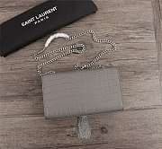 YSL SAINT LAURENT MEDIUM KATE Crocodile embossed cowhide gray shoulder bag - 3