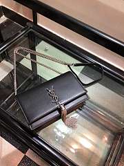 YSL Saint Laurent smooth leather classic chain black bag silver hardware 20*12.5*4cm - 3