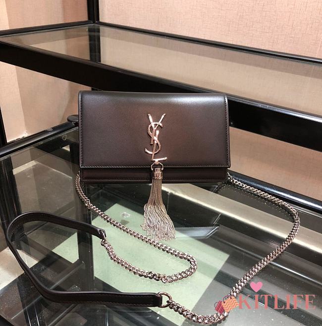 YSL Saint Laurent smooth leather classic chain black bag silver hardware 20*12.5*4cm - 1