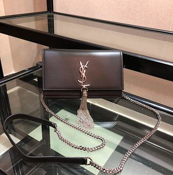 YSL Saint Laurent smooth leather classic chain black bag silver hardware 20*12.5*4cm