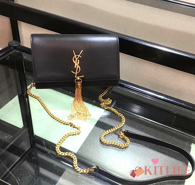 YSL Saint Laurent smooth leather classic chain black bag 20*12.5*4cm - 1