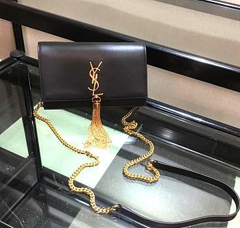 YSL Saint Laurent smooth leather classic chain black bag 20*12.5*4cm