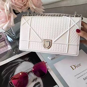 Diorama Bag In White Metallic Calfskin With Micro Cannage Motif