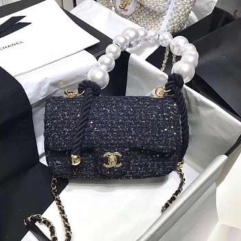 Forubags Chanel 2019ss Woolen pearl bag Size : 19x12x5cm