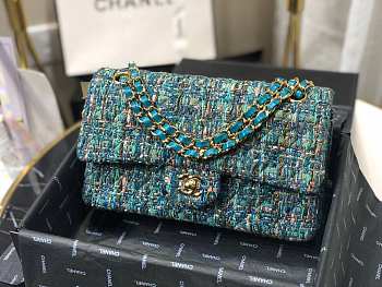 Chanel Tweed & Gold-Tone Metal double flap 25cm