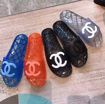 Chanel 19p Glossy Transparent Cc Logo Slides