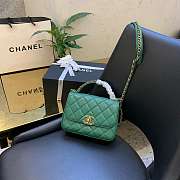 Chanel Sheepskin retro green chain bag Size：19X14X7CM - 1