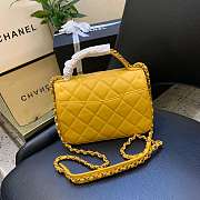 Chanel Sheepskin retro yellow chain bag Size：19X14X7CM - 5