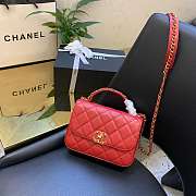 Chanel Sheepskin retro red chain bag Size：19X14X7CM - 1