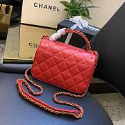 Chanel Sheepskin retro red chain bag Size：19X14X7CM - 5