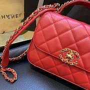 Chanel Sheepskin retro red chain bag Size：19X14X7CM - 6