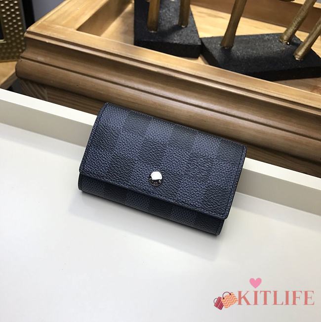 LOUIS VUITTON 6 KEY HOLDER Damier Graphite Canvas N62662 - 1