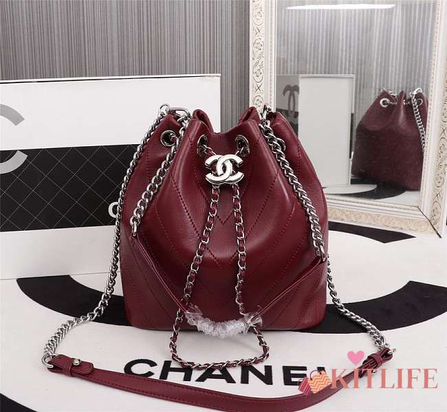 Forubags Chanel Burgundy Bucket Bag - 1