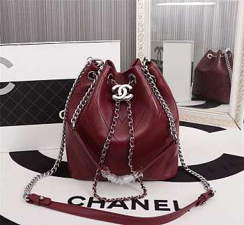 Forubags Chanel Burgundy Bucket Bag