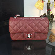 Chanel Classic Flap Bag Burgundy Caviar Leather Sliver&Gold Hardware 20cm  - 4