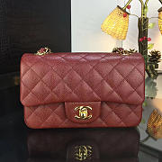 Chanel Classic Flap Bag Burgundy Caviar Leather Sliver&Gold Hardware 20cm  - 3