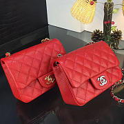 Chanel Mini Flap Red Bag Caviar Leather With Gold&Silver Hardware 17CM - 1