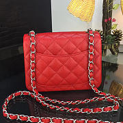 Chanel Mini Flap Red Bag Caviar Leather With Gold&Silver Hardware 17CM - 3