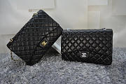 Chanel Black Lambskin Leather Flap Bag With Gold / Silver Hardware Size 33cm  - 1