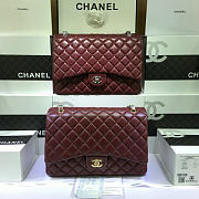 Chanel Maroon Red Lambskin Leather Flap Bag With Gold / Silver Hardware Size 33cm - 1