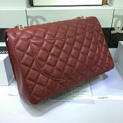 Chanel Maroon Red Calfskin Caviar Leather Flap Bag With Gold / Silver Hardware Size 33cm - 4