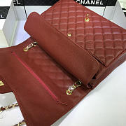 Chanel Maroon Red Calfskin Caviar Leather Flap Bag With Gold / Silver Hardware Size 33cm - 3