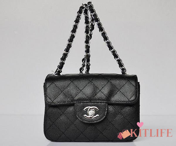 Chanel Black Caviar Leather Flap Bag With Silver Hardware - 1