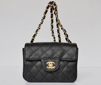 Chanel Black Caviar Leather Flap Bag With gold Hardware