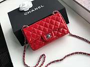 Chanel Lacquer skin red Shoulder bag with silver hardware Size 20cm - 1