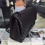 Chanel Lambskin Chevron Quilted 30cm Flap Black Bag with gun black metal - 6