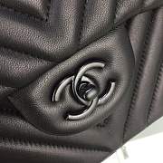 Chanel Lambskin Chevron Quilted 30cm Flap Black Bag with gun black metal - 3