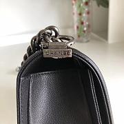 Forubags Chanel Caviar Chevron Quilted Medium Boy Black Bag with retro silver - 4