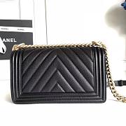 Forubags Chanel Caviar Chevron Quilted Medium Boy Black Bag With Bright gold - 3